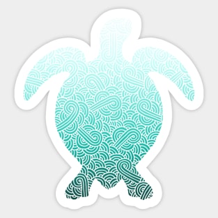 Ombre turquoise blue and white swirls doodles sea turtle Sticker